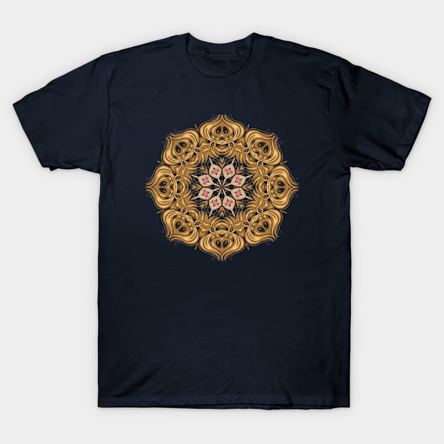 Golden Mandala art Sunflower Classic illustration, repeated pattern T-Shirt by Vector Pro